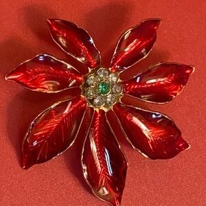 Vintage Enameled Poinsettia Brooch